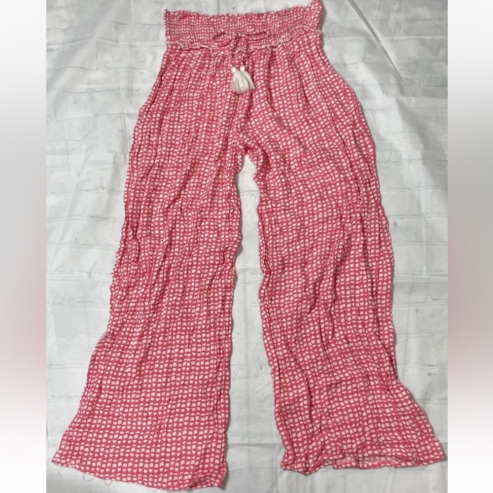 Kiwi & Punch Pull On Pink Pants Wide Leg Beach Coastal Lightweight palazzo Small